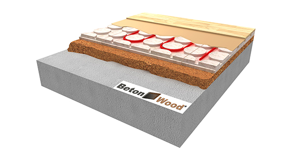 Pannelli bioedili per pavimento radiante in BetonRadiant su Sughero in granuli