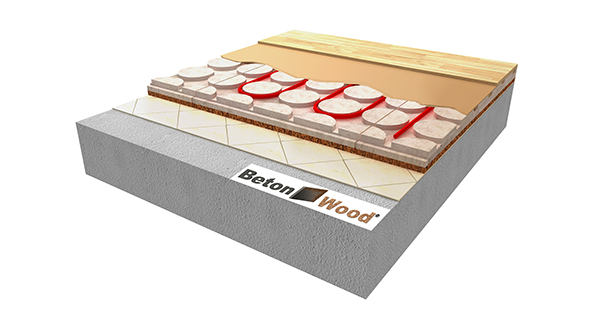 Pannelli bioedili per pavimento radiante in BetonRadiant Cork su pavimento esistente