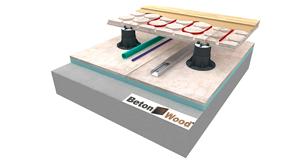 Pannelli bioedili per pavimento radiante flottante in pannelli BetonRadiant su BetonStyr