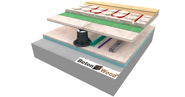 Pannelli bioedili per pavimento radiante flottante in BetonRadiant, BetonWood T&G e BetonStyr